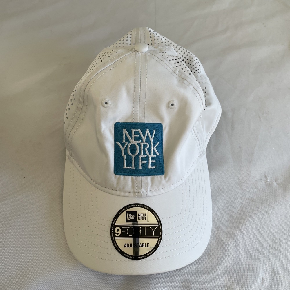 NWT New Era 9forty Adjustable Vel Cro Hat Breathable White, New York Life‎